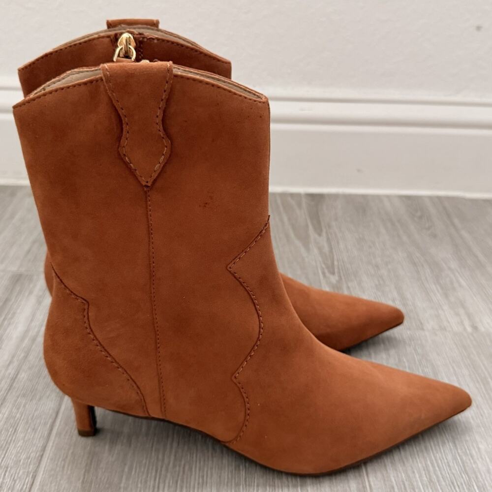 Seychelles Dallas Suede Womens Boots Brown Kitten Heel SZ 8.5 NWOB Western Chic